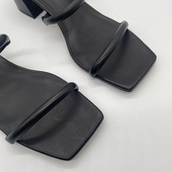 Everlane The Double Strap Heel Women 10.5 Black Slip On Leather Square Toe Block - Picture 7 of 11